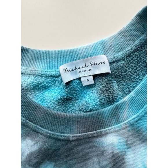 MICHAEL STARS Ariana Blue Tie Dye Cotton Terry Ruffled Sweatshirt Top, Size S - Picture 11 of 13